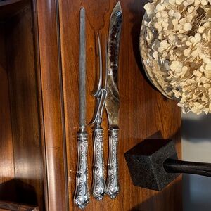 Sterling Silver Carving Set all three Pieces. Birk’s Louis XV. Amazing condition